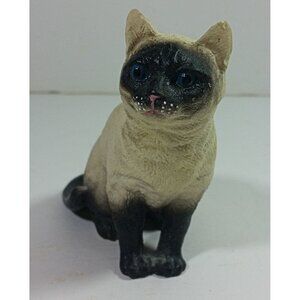 Vintage Siamese Cat Figurine 3in Tall Kitten Figurine Seal Point Home Decor